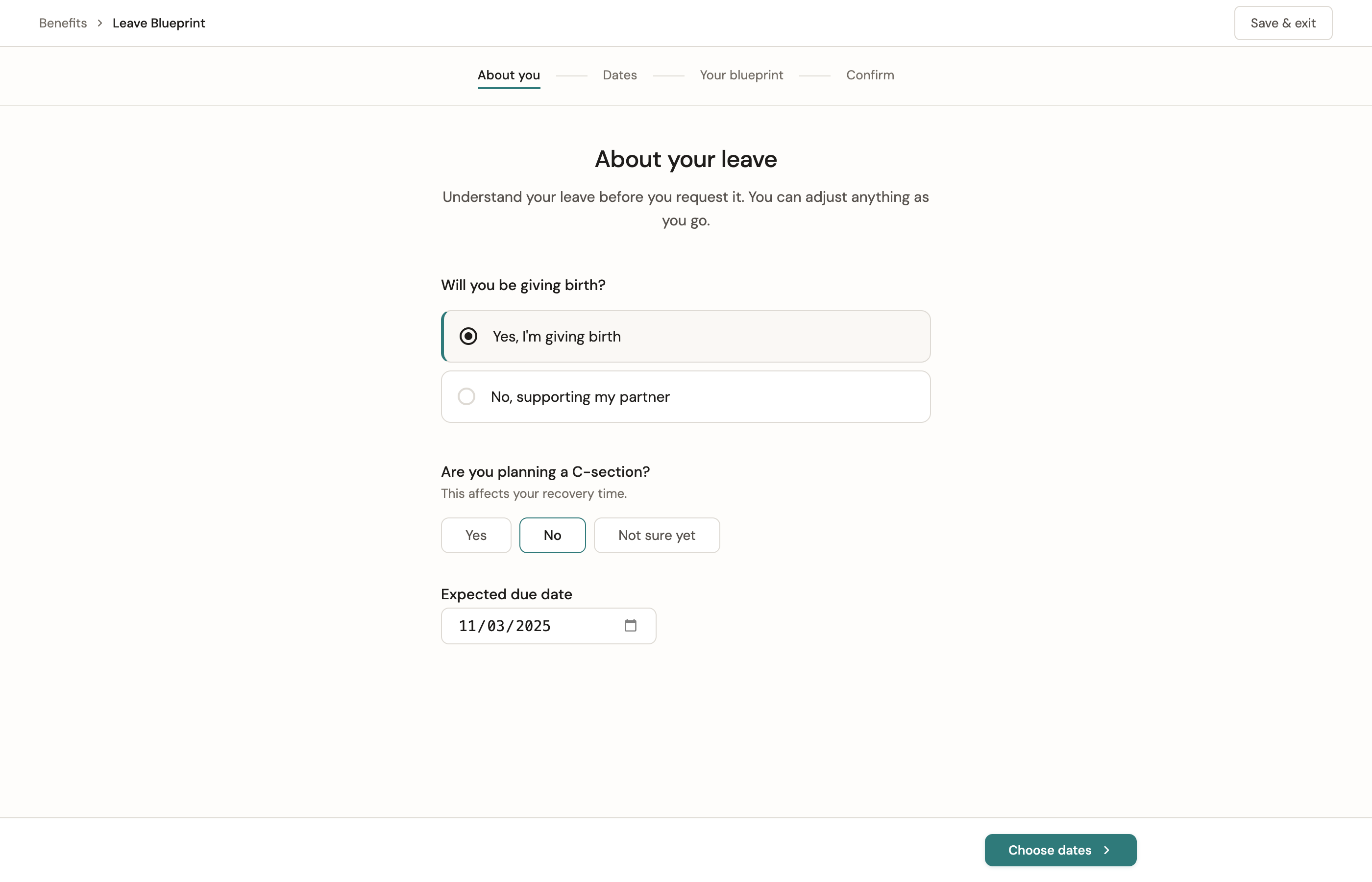 About your leave — desktop