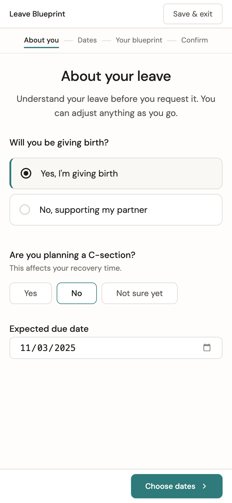 About your leave — mobile